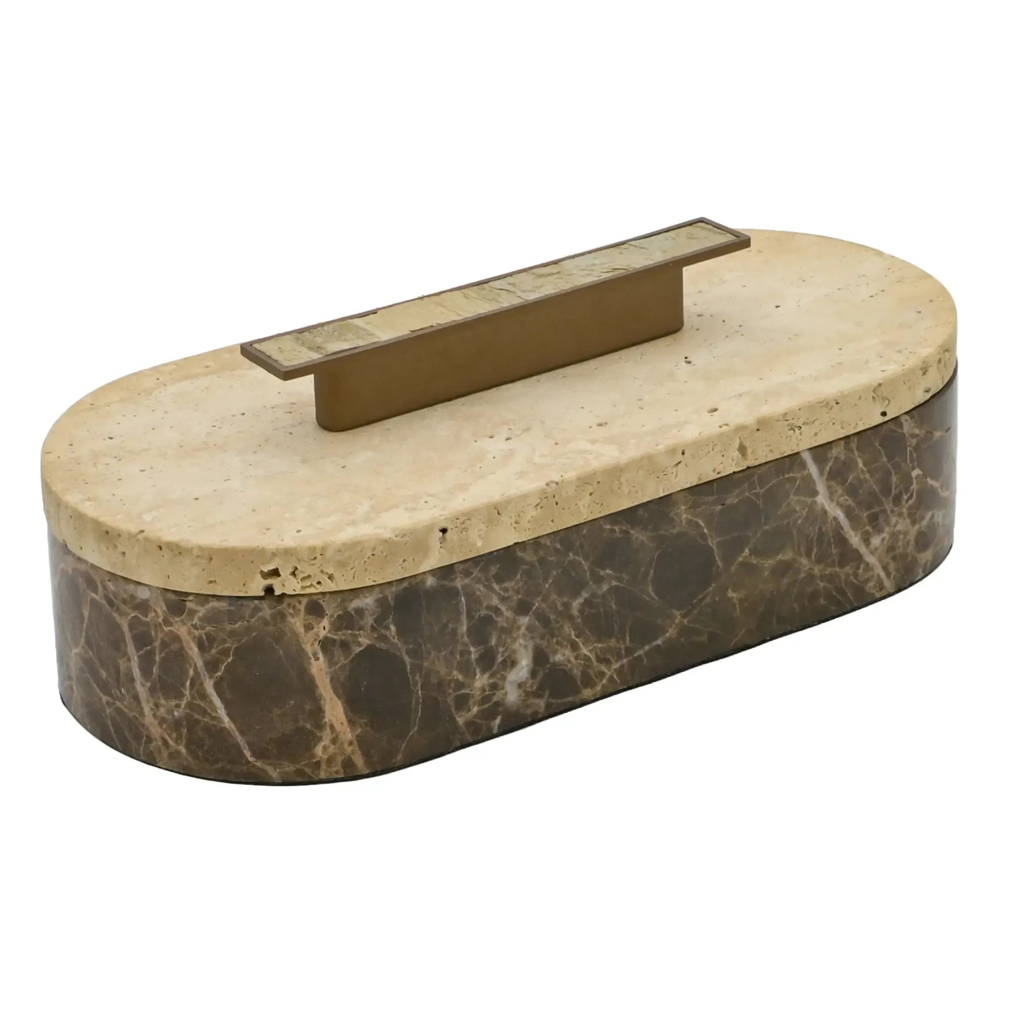 Marmordose - oval mit Deckel - Marmor-Schmuckkästchen schöne Box Roma Duo Klein