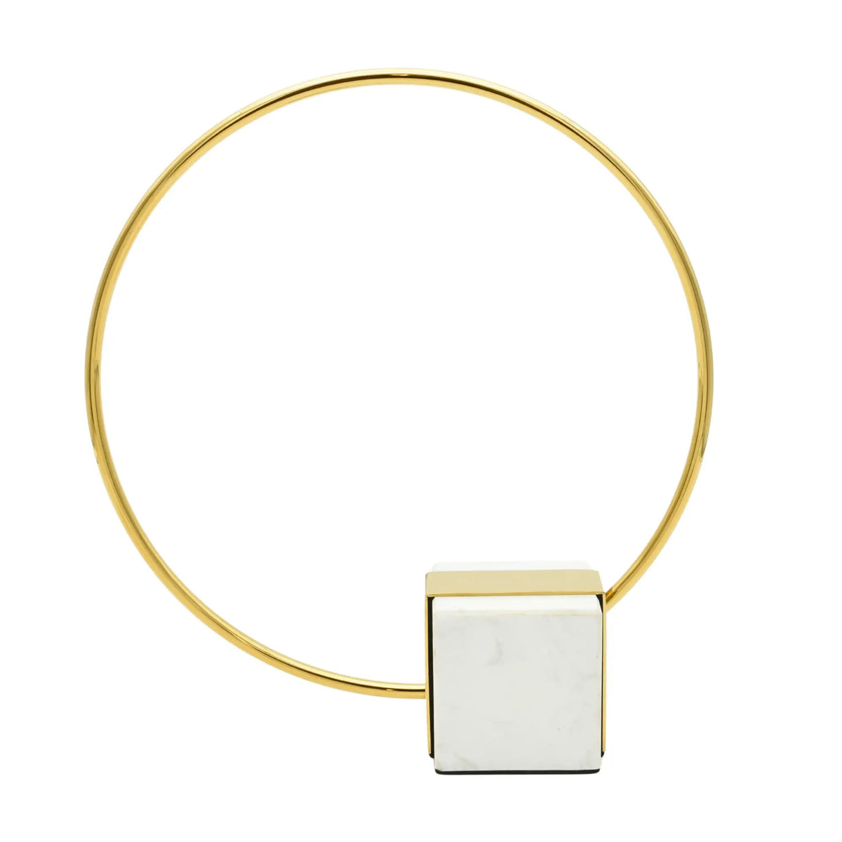 Dekoobjekt - rund mit Goldakzent - Designer Dekoration Marmor Ringhalter Eclipse Halo