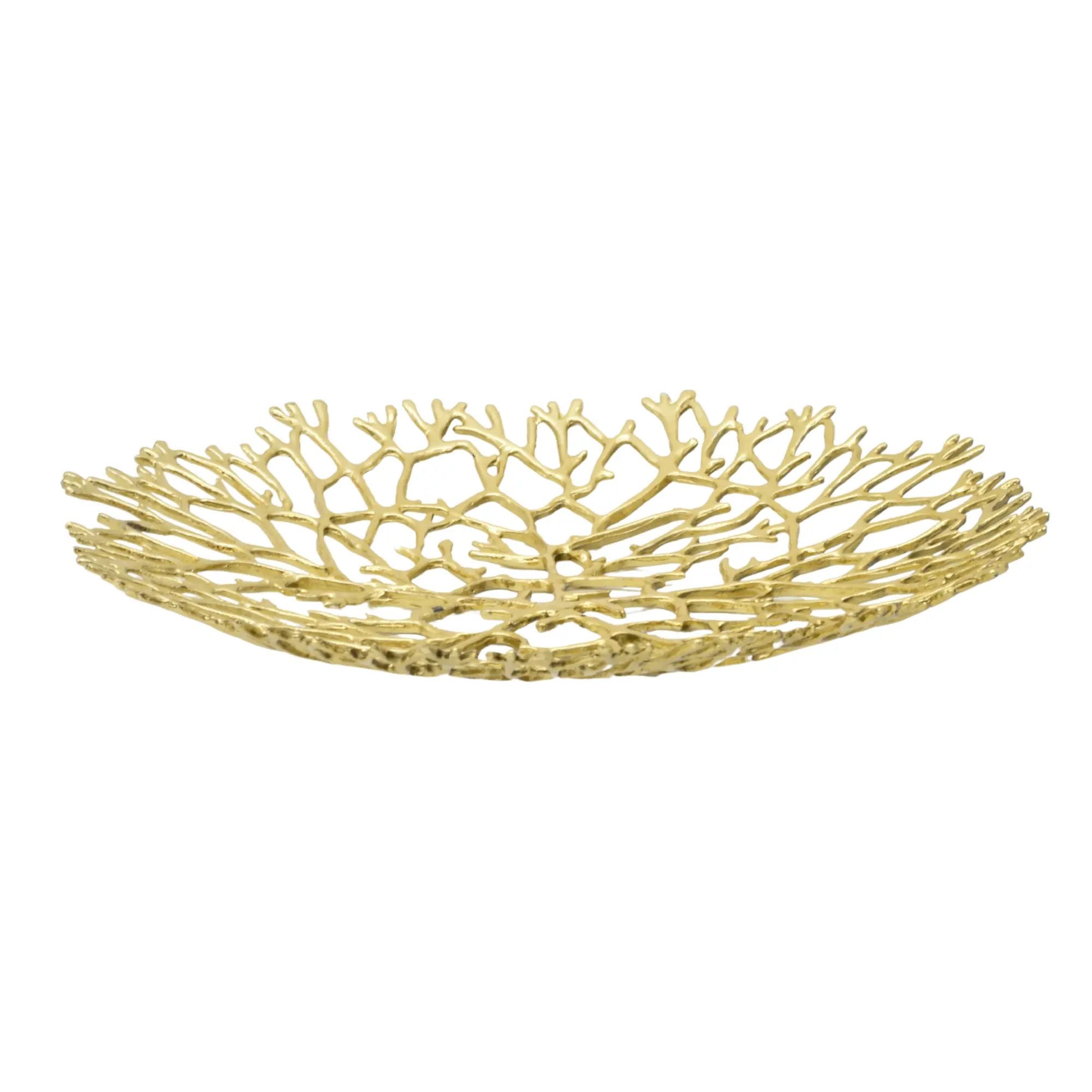 Obstschale - Korallenoptik - Edle Runde-Schale Design-Fruchschale Corallo Bowl Klein Gold