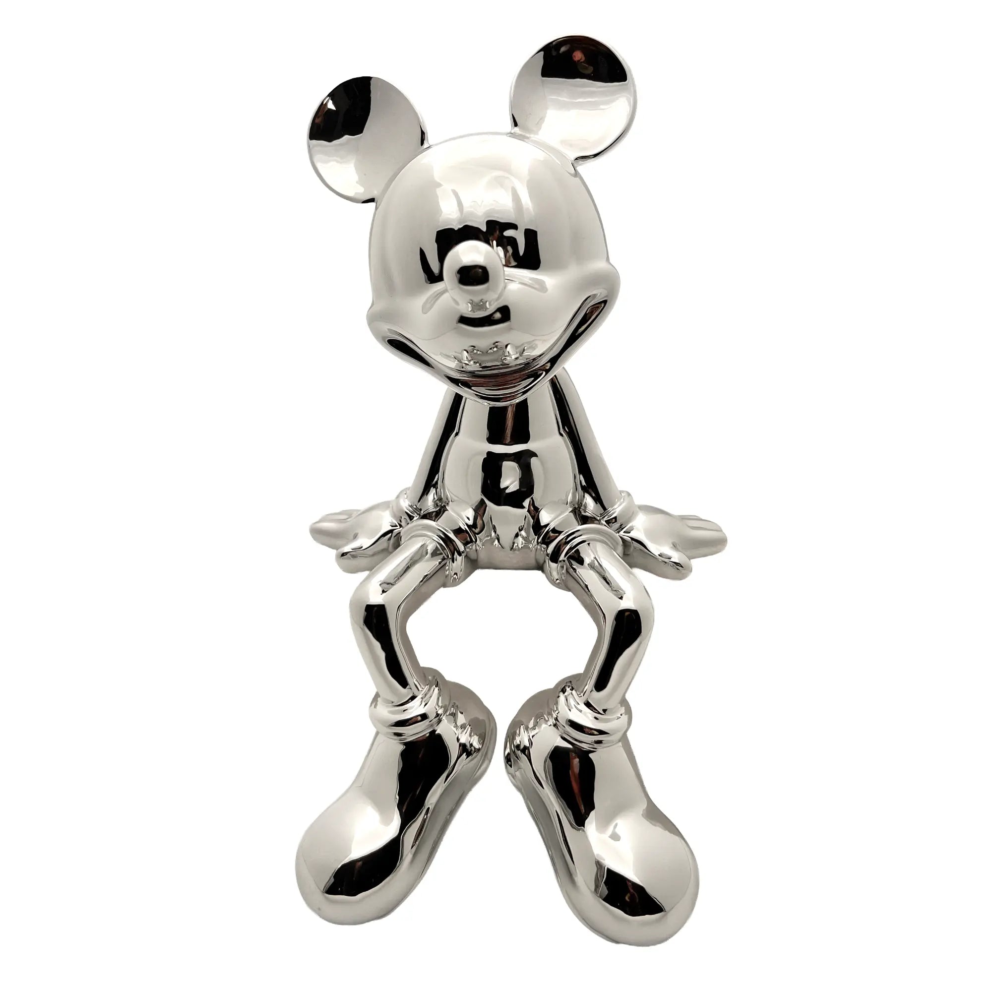 Deko Mickey Mouse (Micky Maus) Zeichentrickfigur - Große silbener glänzender Figur - Sammlerstück - Designer Tischdeko - Dekoobjekt