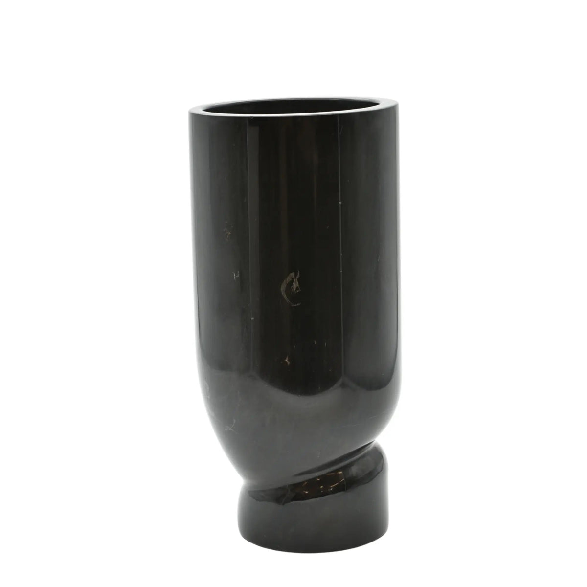Marmorvase - mit verdrehtem Fuß - Schlichte elegante schwere Designer Marmor Tischvase Élan Noir