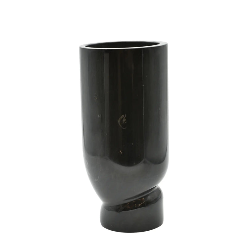 Marmorvase - mit verdrehtem Fuß - Schlichte elegante schwere Designer Marmor Tischvase Élan Noir