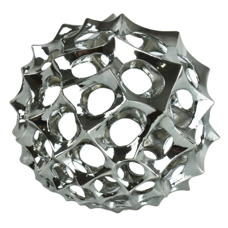 Dekokugel - glänzende Spitzform - Abstrake Tischdeko Designerkugel Sphère Argentée