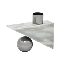 Tischvase - mit Marmorfuß - Designer Edelstahlvase moderne Marmorvase Zenith