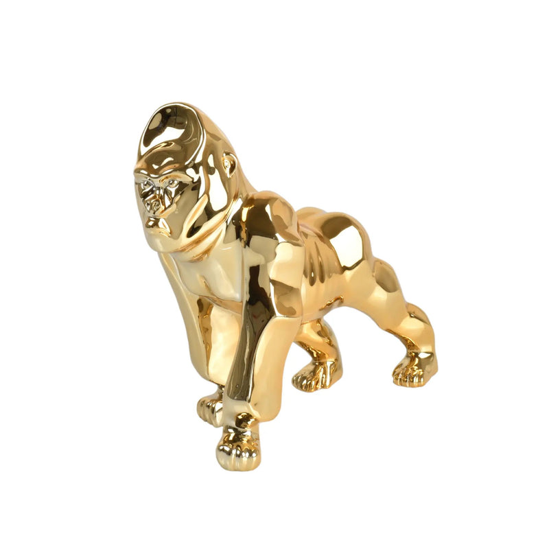 Tierfigur - goldenes Design - Designer Statue Gorilla King Kong