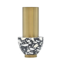 Edelstahlvase - mit Marmor - Runde Designervase Gebürstet Noble