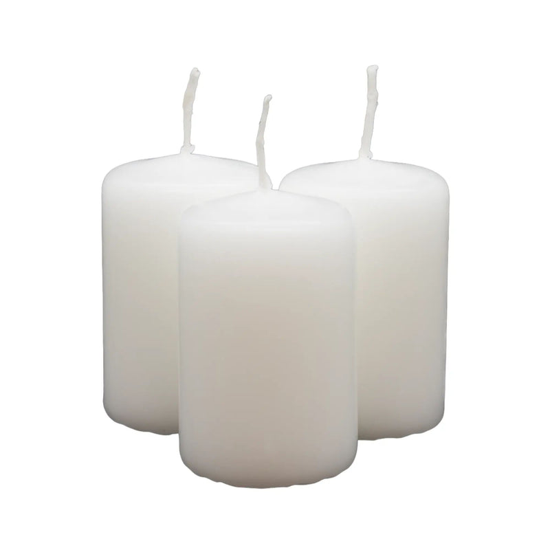 Stumpenkerze - Lichtensemble – Satinierte Blockkerzen aus Paraffin – Kleine Stumpenkerzen 4er‑Set Lumen Alba