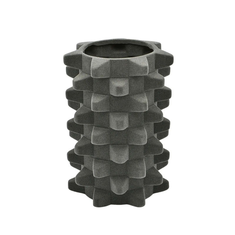 Dekovase - Designer Vase mit Struktur - Skulpturale Designvase mit Samtstruktur Velours Acantha