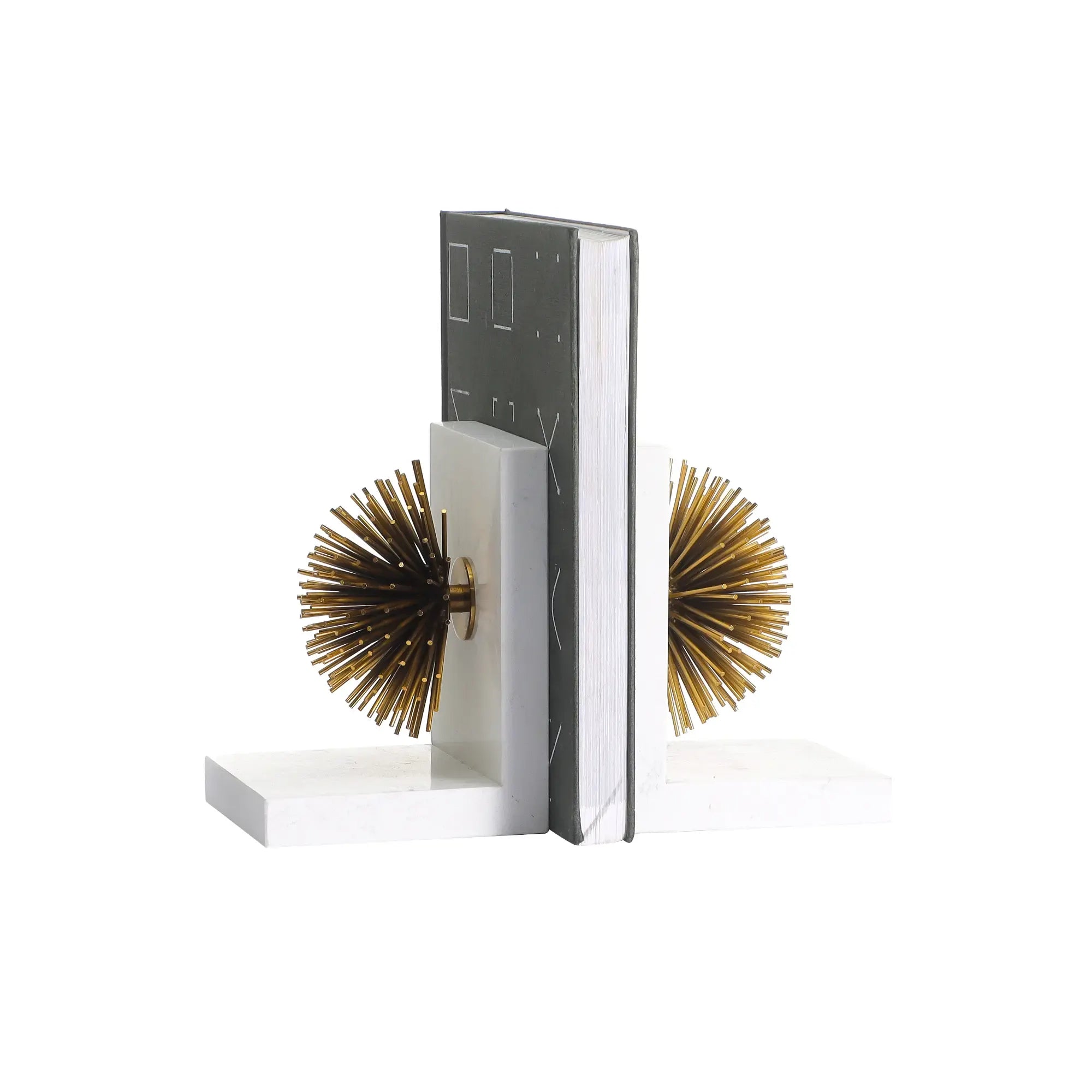 Buchstütze - mit goldenen Stacheln - Marmor Buchständer moderne Deko-Halterung mit Strahlen Sostegno Default Title