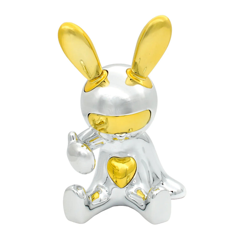 Cartoonfigur - Skulptur spiegelpolierte Hasenfigur – Cartoon Dekofigur – Pop-Art Dekoobjekt Lapin Aurum