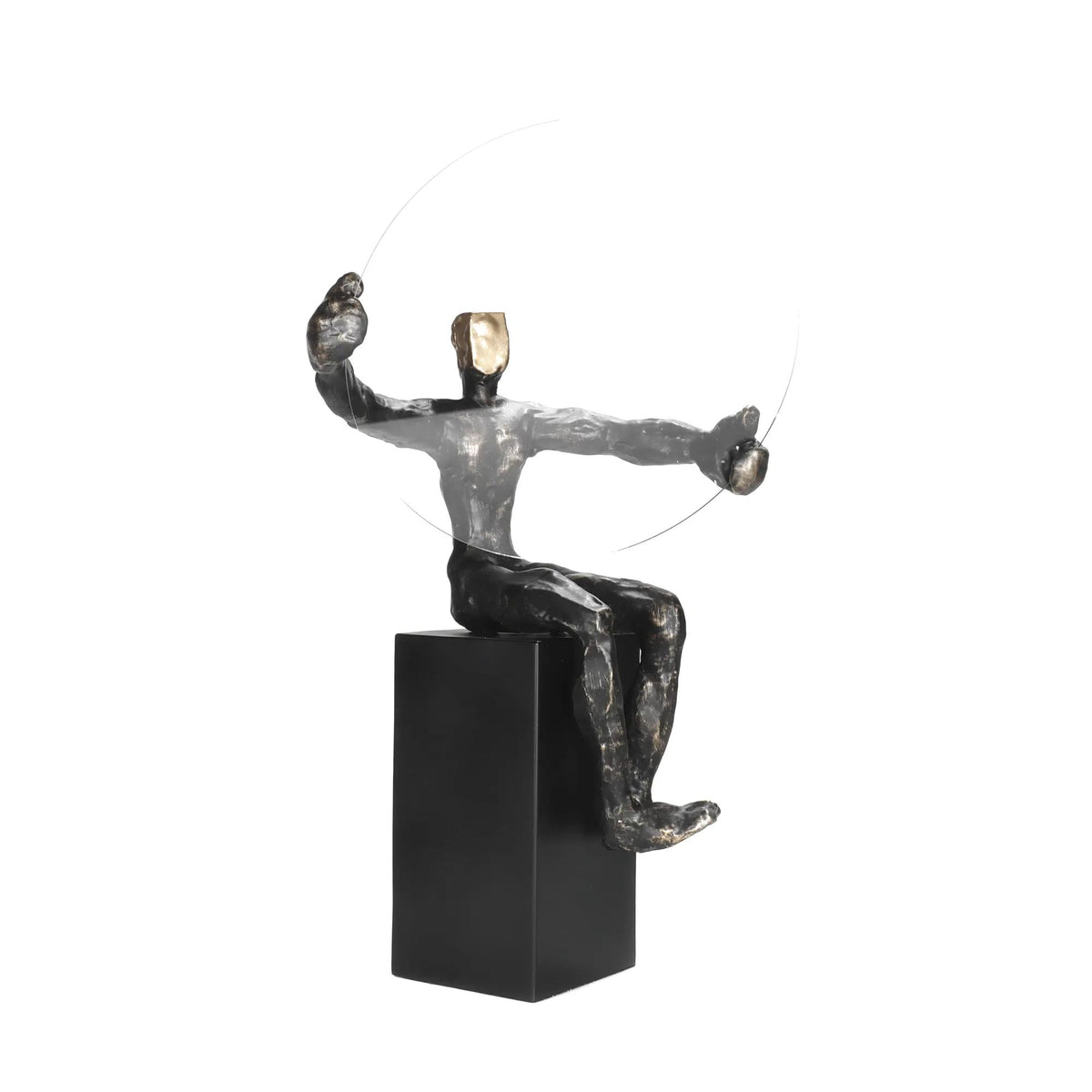 Dekofigur - sitzender Mensch - Sitzende Deko Menschfigur mit Glasscheibe Homme Éthéré