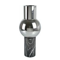 Vase - mit Marmorgestell - Runde Tischvase Edelstahlvase Fatroly