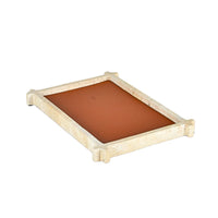 Marmortablett - Elegantes Servier- und Ablagetablett Travertino Cuir Quadrato