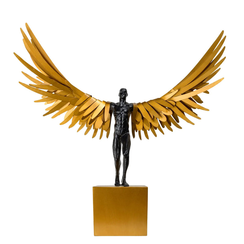 Dekoskulptur - mit Goldflügeln - Luxus Dekofigur Engel Deko-Skulptur Eterna Flügel
