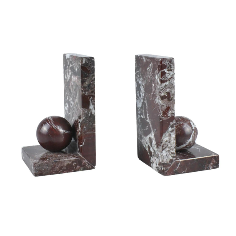 Buchstütze - aus kirschroten Marmor - Buchhalter mit Marmorkugel Naturstein Stütze Rosso