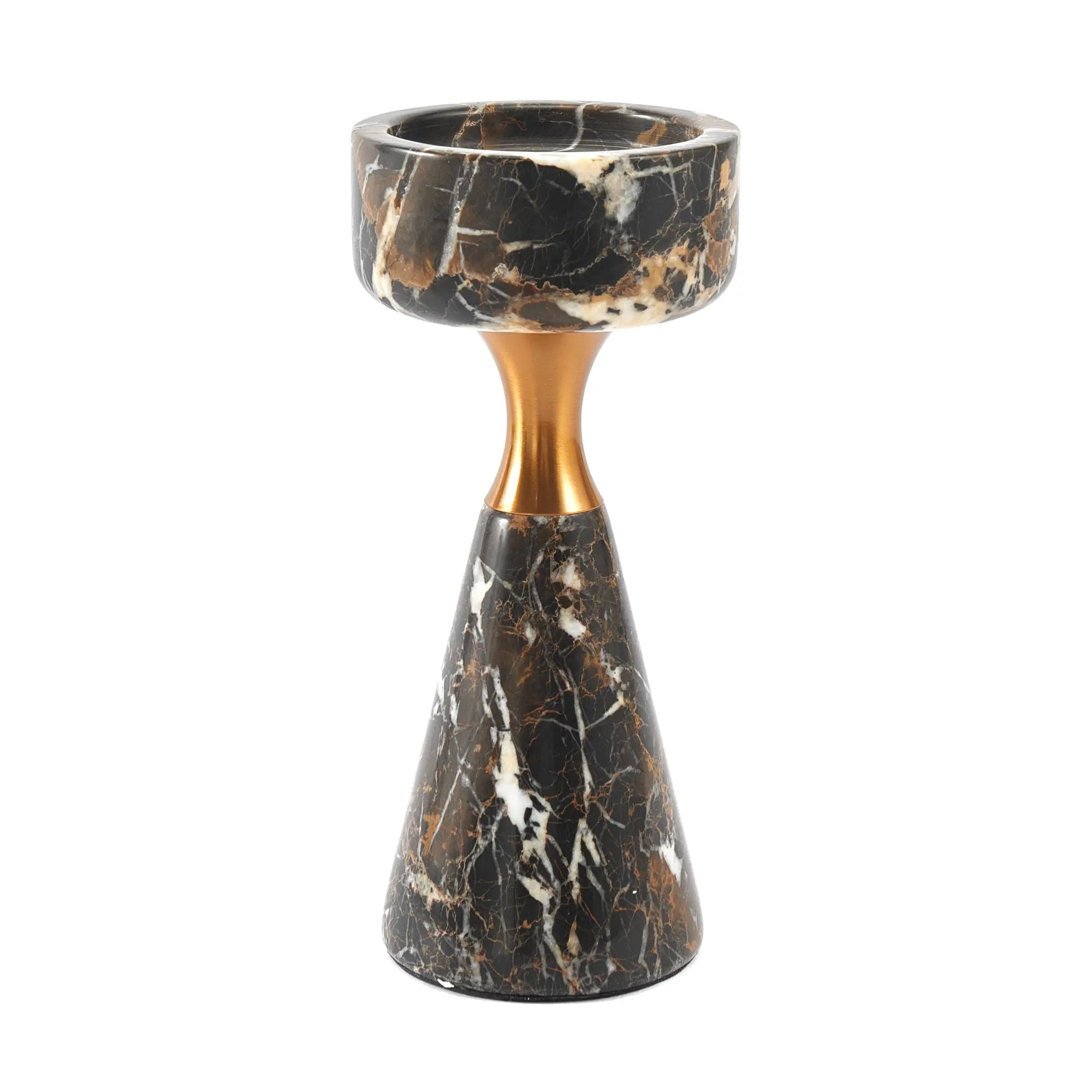 Kerzenständer - für Blockkerzen - Design Marmor-Kerzenhalter mit Goldakzent Aurora Marble Klein