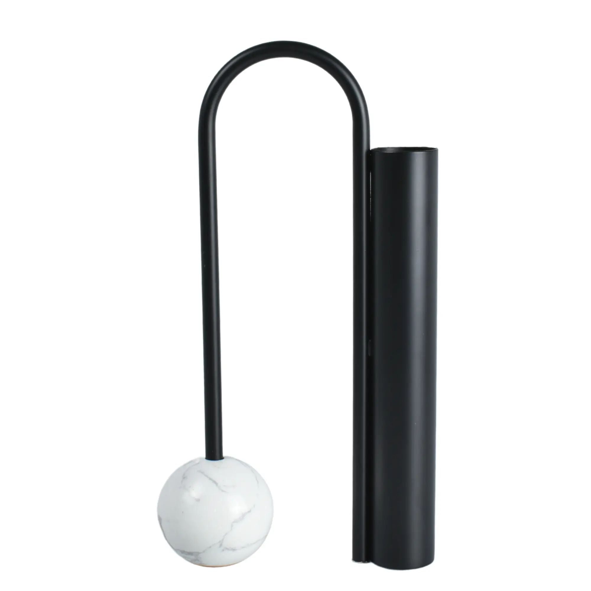 Tischvase - mit Marmor Kugelfuß - Schöne Edelstahlvase Dekorative Standvase Orb Balance Groß