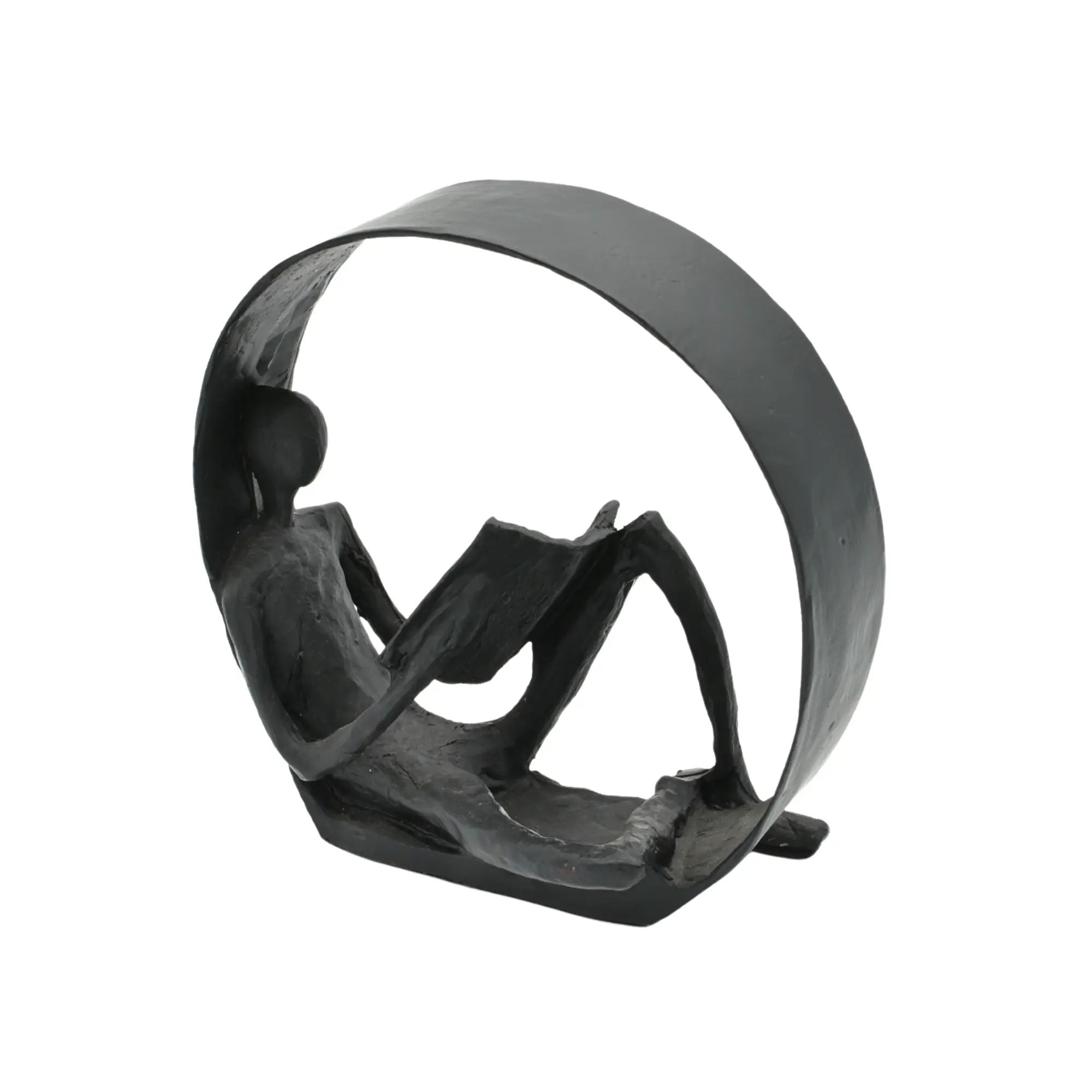Dekofigur - Skulptur Puristische Kreisfigur Lesender im Ring Orbis Lectio Default Title