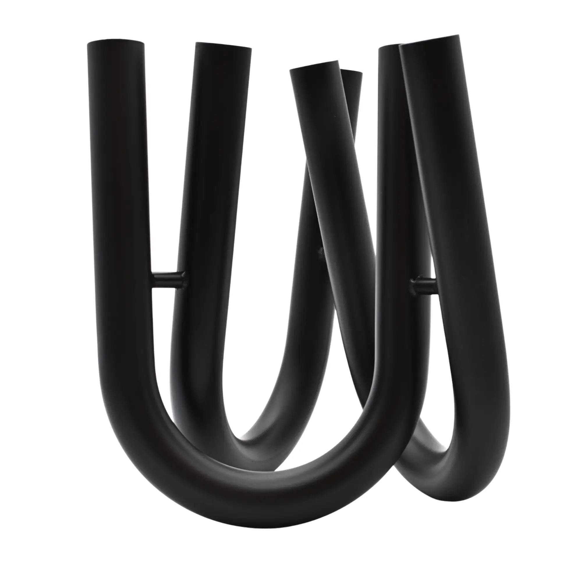 Edelstahlvase - U-Förmig - 6 Öffnungen Tischvase mit 3 Vasenarmen moderne Vaso Eterno Schwarz