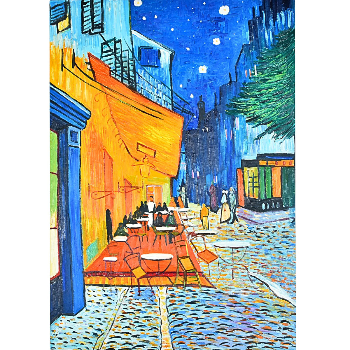 Großes Gemälde - Van Goghs Café Terrace at Night Reproduktion - Café bajo las Estrellas