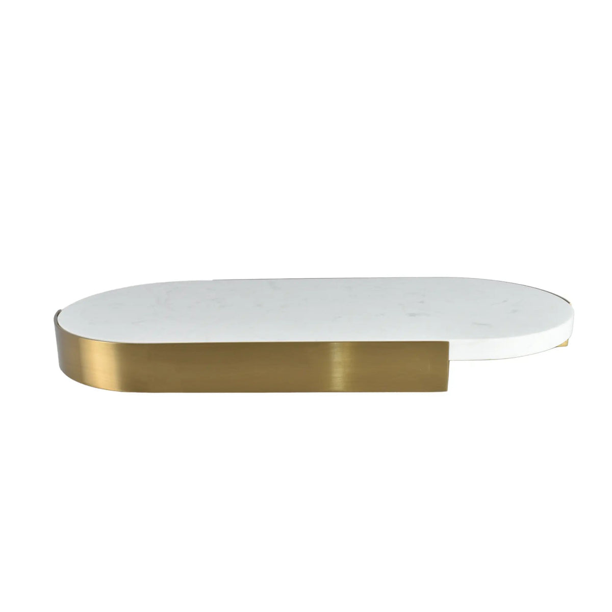 Marmortablett - oval mit Goldkante - Luxus Serviertablett Dekorationsplatte Plateau Élégance