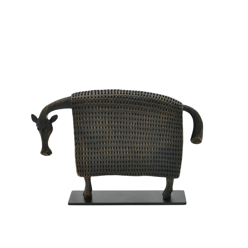 Tierfigur - gusseisenoptik - Metallskulptur Kuh Abstraktes Deko-Objekt Mucca