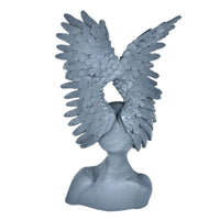 Dekofigur - Skulptur geflügelte Büste Ailes Argentées