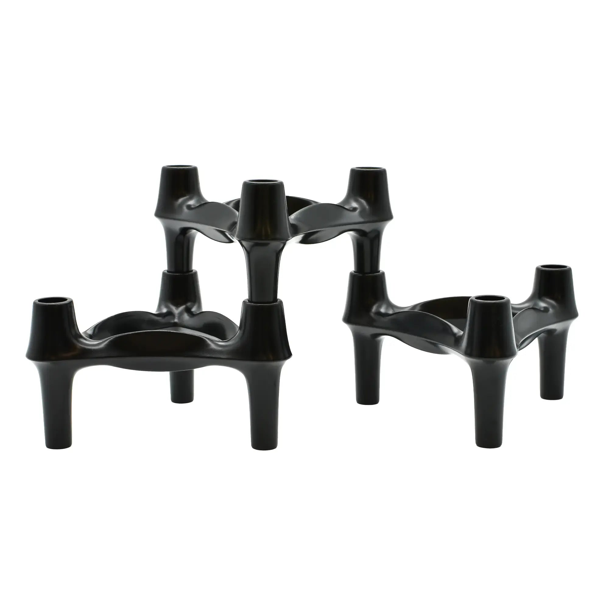 Kerzenständer - Modularer Kerzenhalter aus verchromtem Metallguss – BMF Nagel Design Trinitas Schwarz