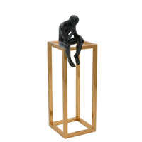 Dekofigur - Moderne figurative Denkerskulptur - Skulptur Architektonische Denker-Sitzfigur Cognitio Aurea