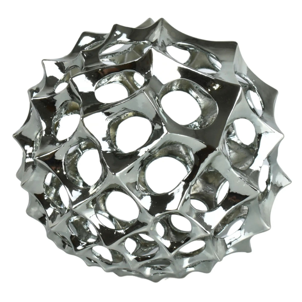 Dekokugel - glänzende Spitzform - Abstrake Tischdeko Designerkugel Sphère Argentée