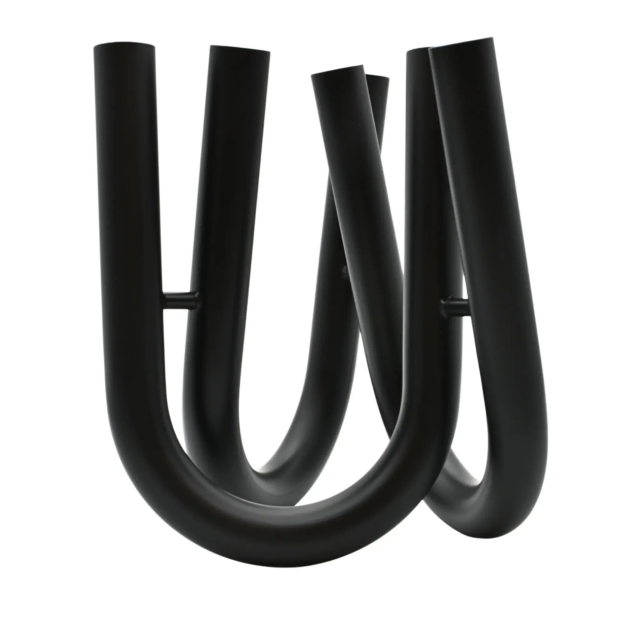 Edelstahlvase - U-Förmig - 6 Öffnungen Tischvase mit 3 Vasenarmen moderne Vaso Eterno Schwarz