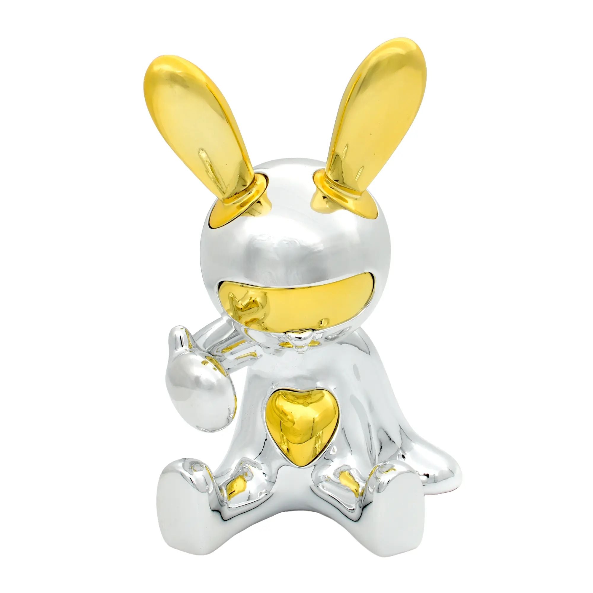 Cartoonfigur - Skulptur spiegelpolierte Hasenfigur – Cartoon Dekofigur – Pop-Art Dekoobjekt Lapin Aurum Nan