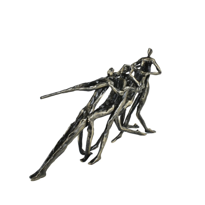 Skulptur - in Bronzeoptik - Metallskulptur Deko-Objekt Tauziehen