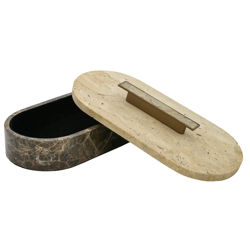 Marmordose - oval mit Deckel - Marmor-Schmuckkästchen schöne Box Roma Duo