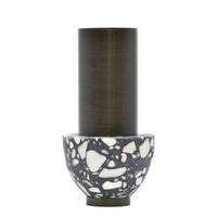 Edelstahlvase - mit Marmor - Runde Designervase Gebürstet Noble