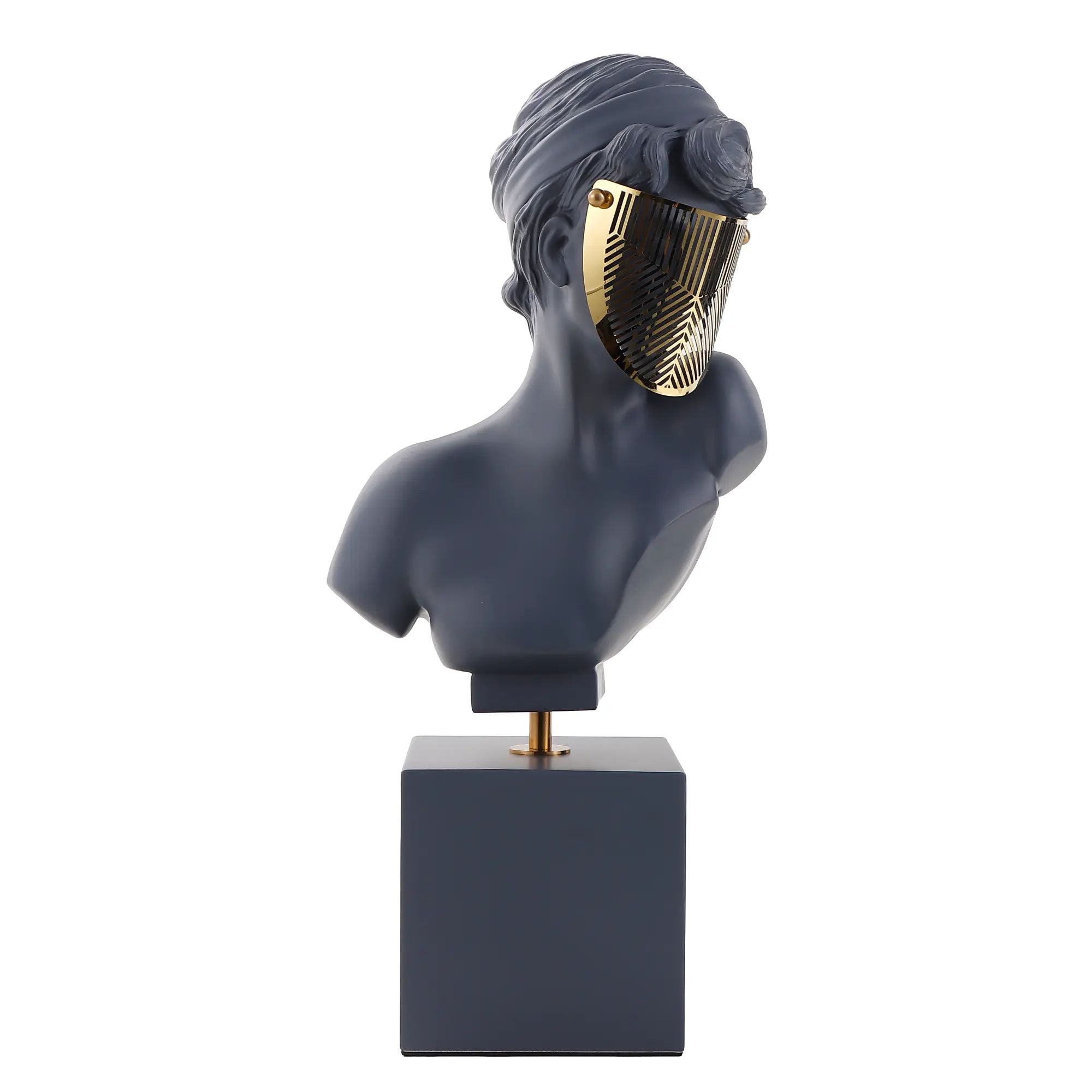 Dekobüste - Griechische Skulptur Damenbüste – graue Kunstharz-Figur mit goldener Blende – Art-Déco Deko-Objekt Aurata Nan
