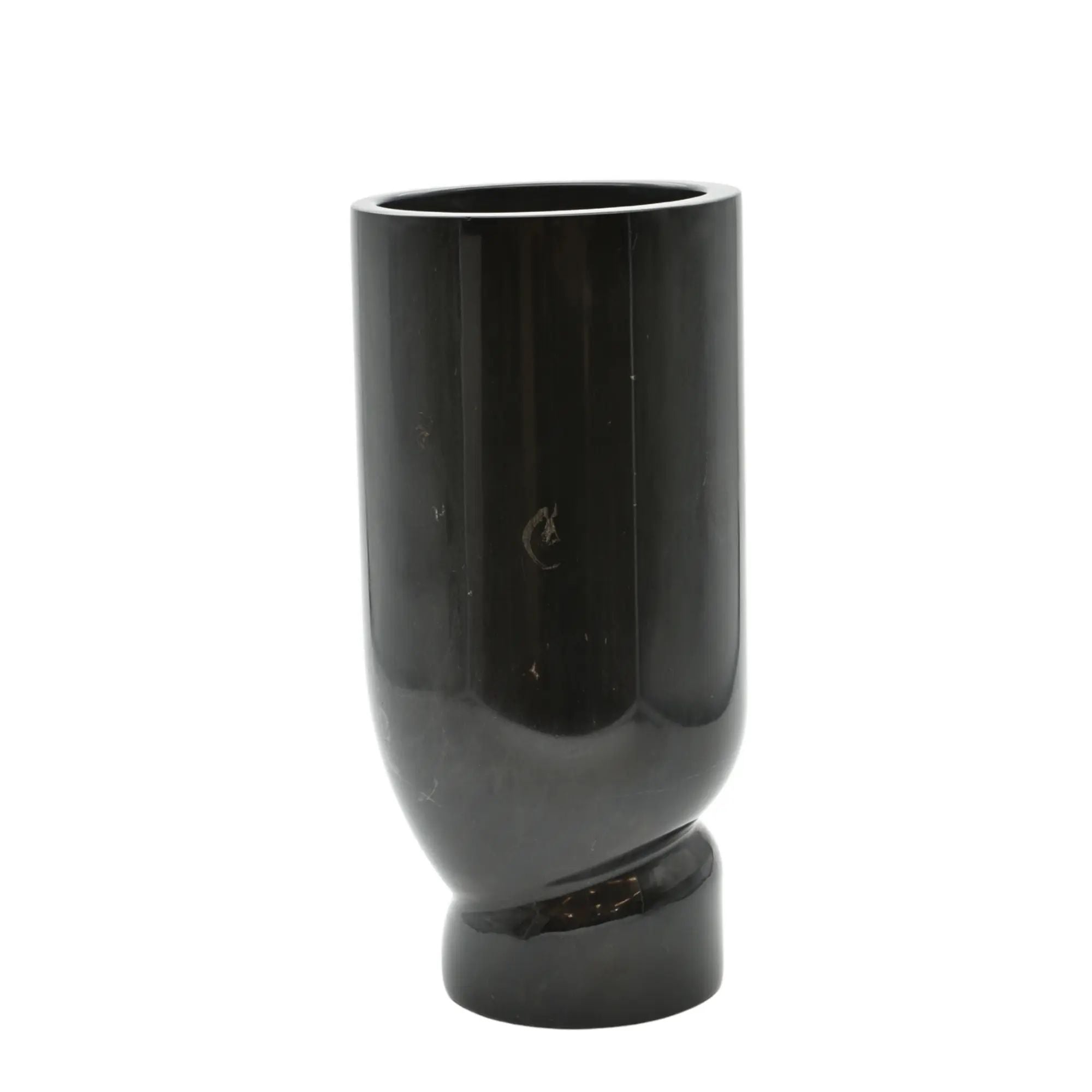 Marmorvase - mit verdrehtem Fuß - Schlichte elegante schwere Designer Marmor Tischvase Élan Noir Default Title