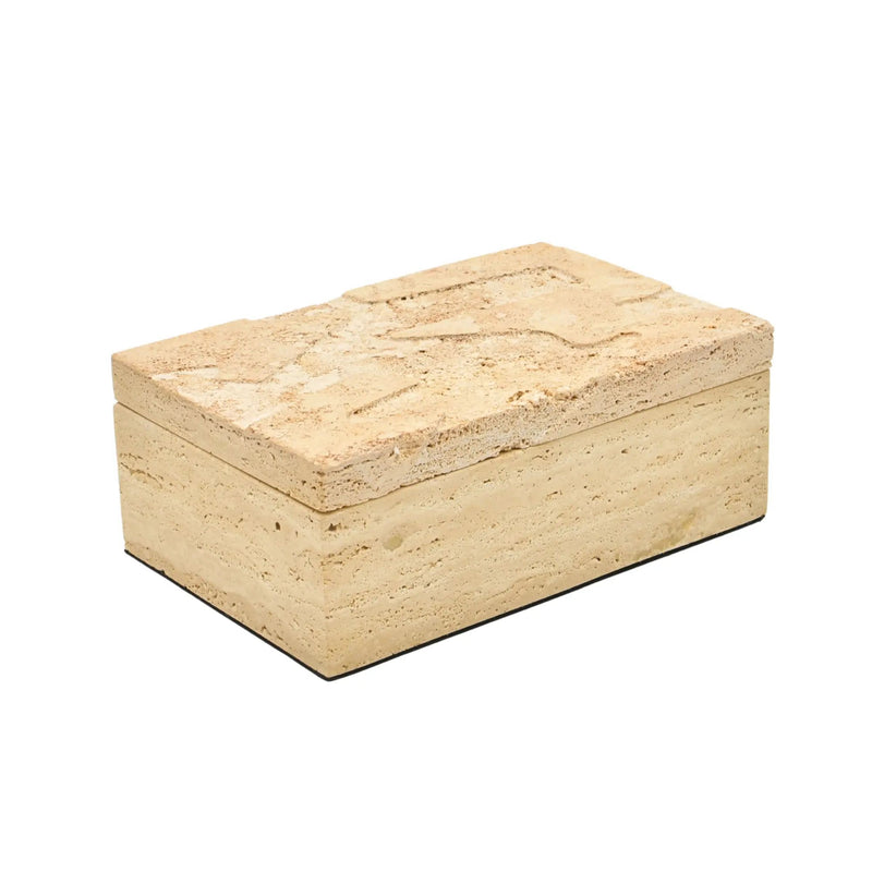 Aufbewahrungsbox - Schmuckdose aus Naturstein - Minimalistische Steinbox Boîte Travertin Épure