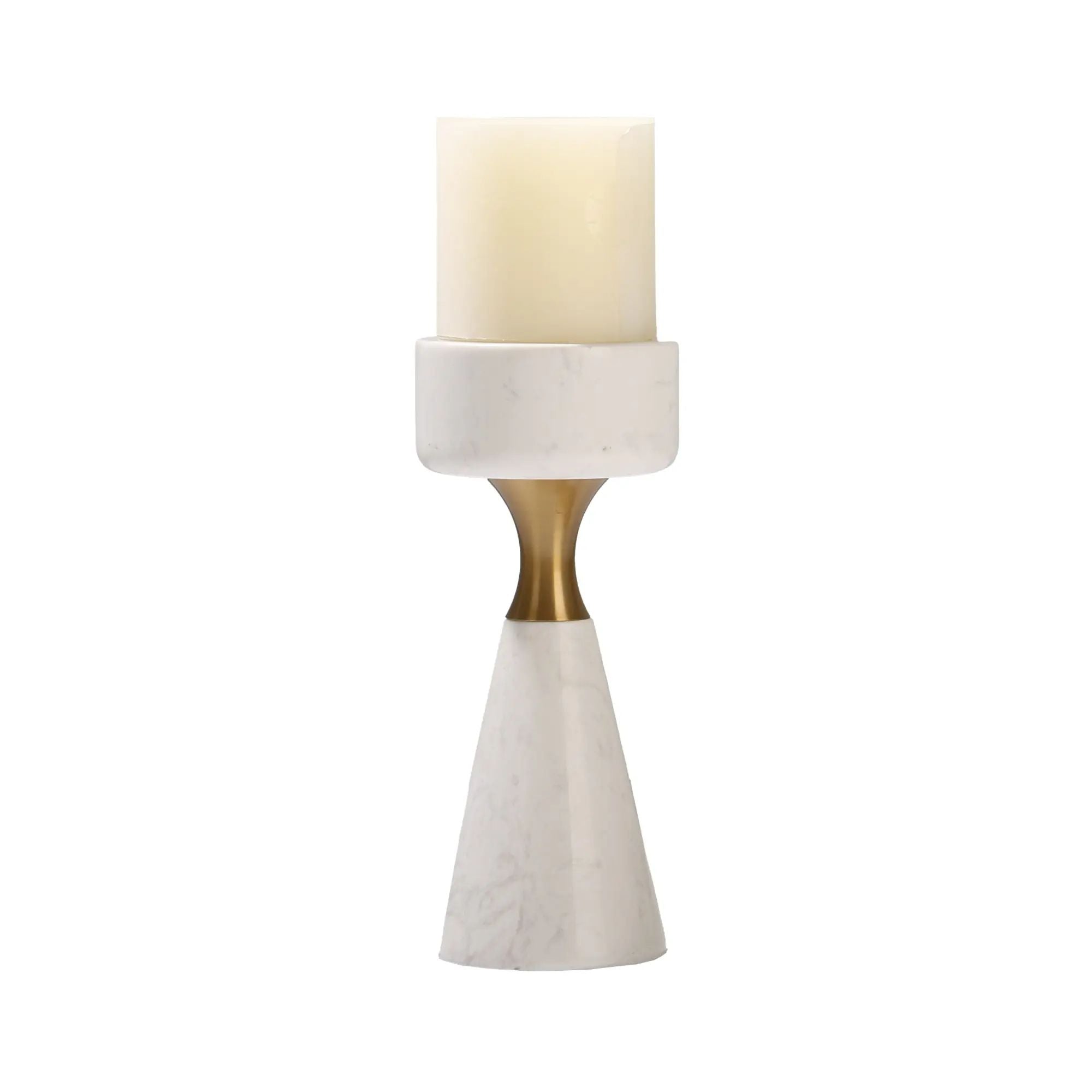 Kerzenständer - für Blockkerzen - Marmor-Kerzenhatler mit Goldakzent modern Tischdeko Lumière Groß