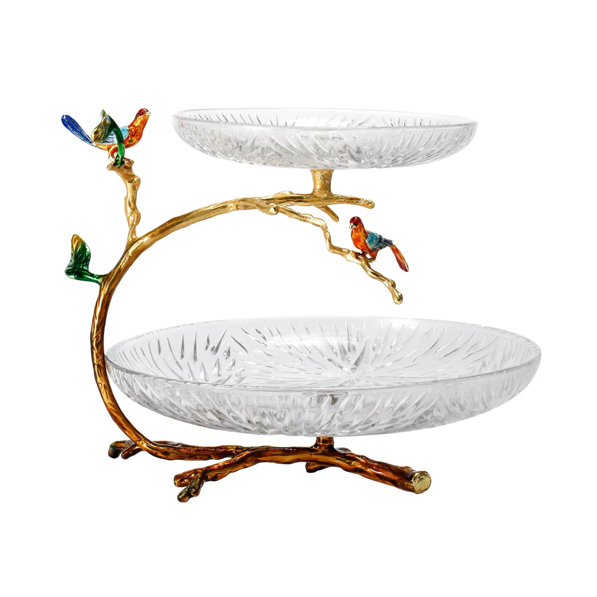 Dessertetagere - zweistufig Glas - Dessertteller klassische Etagere Vögel Default Title