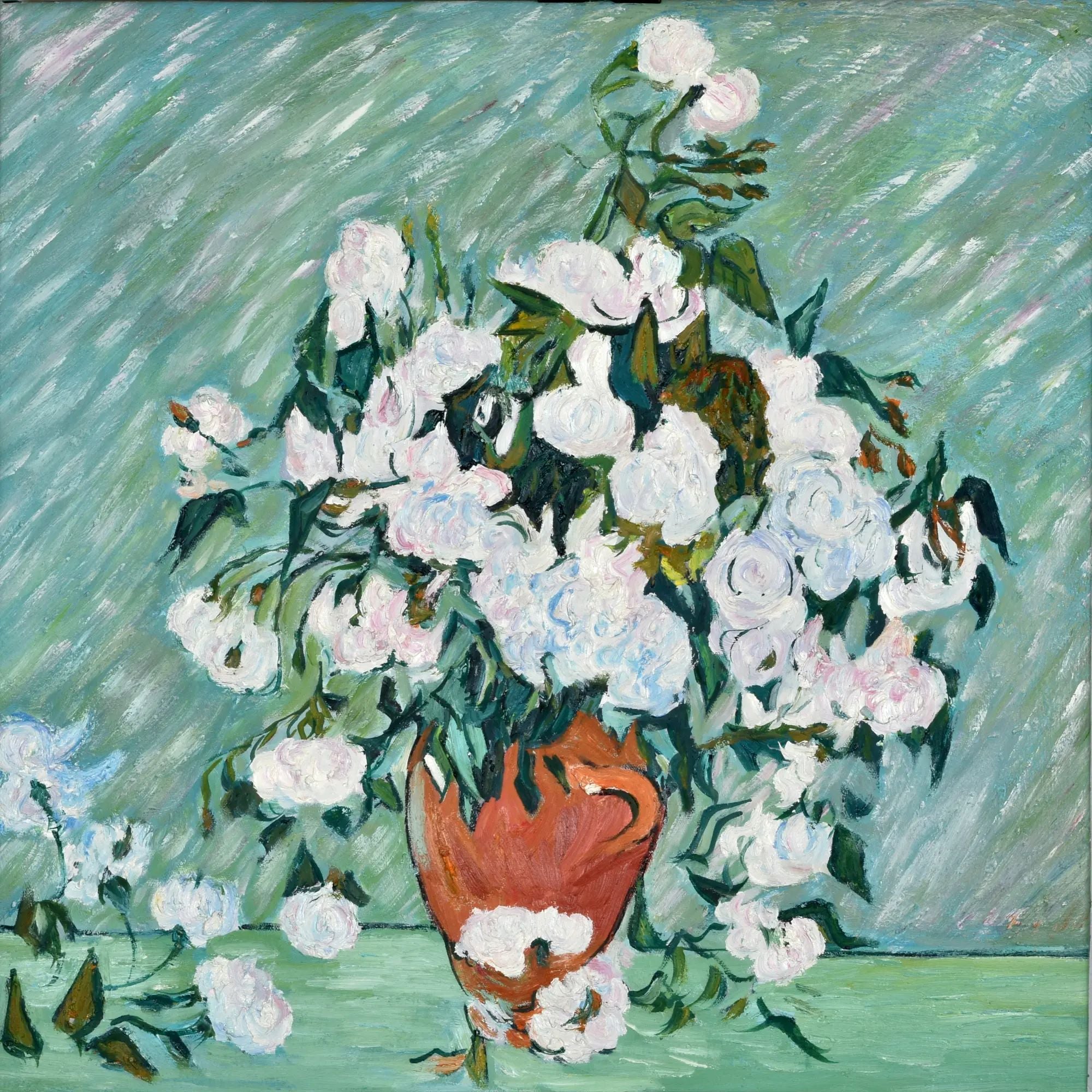 Großes Gemälde - Van Goghs Weiße Rosen in Vase, Reproduktion - Flores Blancas Default Title