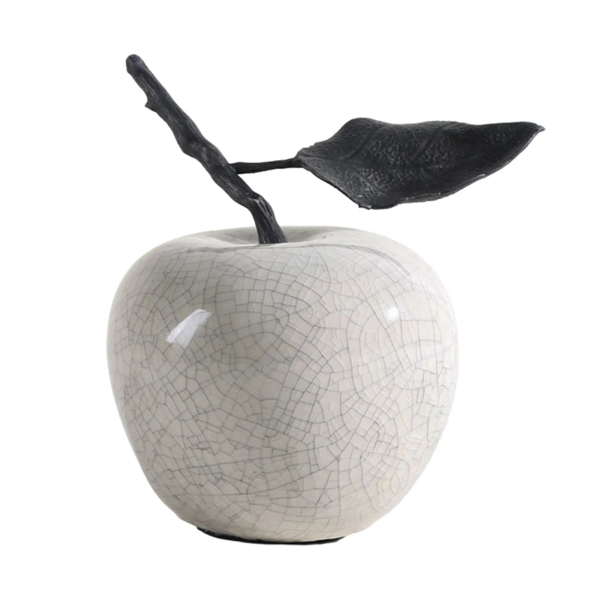 Obst-Deko-Set - Krakelee Deko-Set – Keramik Obst mit geschwärztem Metall – Apfel & Birne Tischdecko Fructus