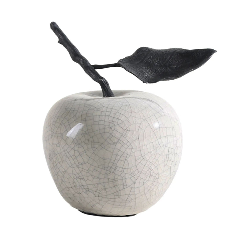 Obst-Deko-Set - Krakelee Deko-Set – Keramik Obst mit geschwärztem Metall – Apfel & Birne Tischdecko Fructus