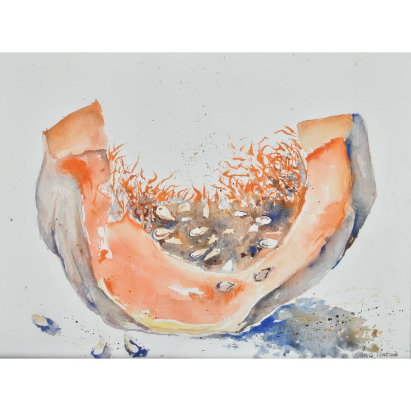 Großes Aquarellbild - Original-Gemälde Naturstudie Cucurbita Éternelle