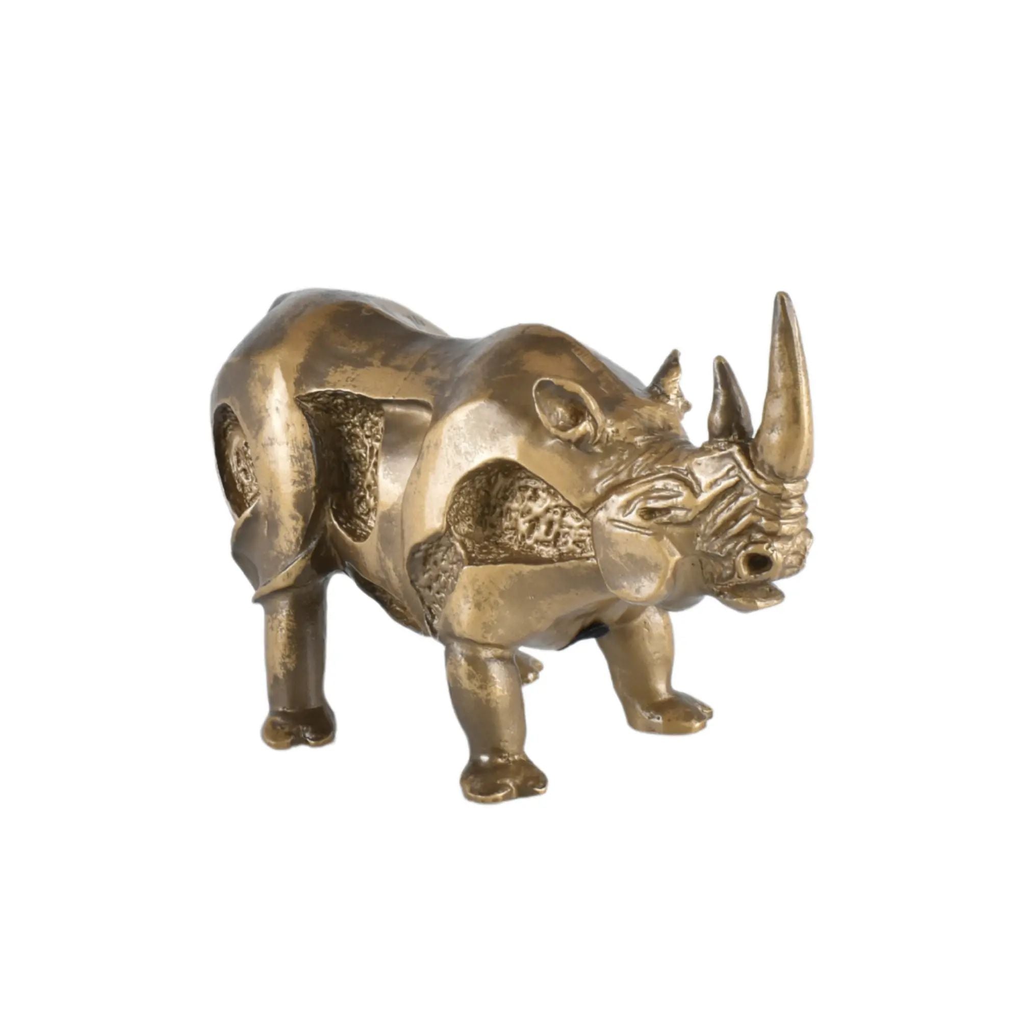 Tierfigur - Nashorn - Edle Deko-Skulptur Design Deko-objekt Brass Guardian Bronze