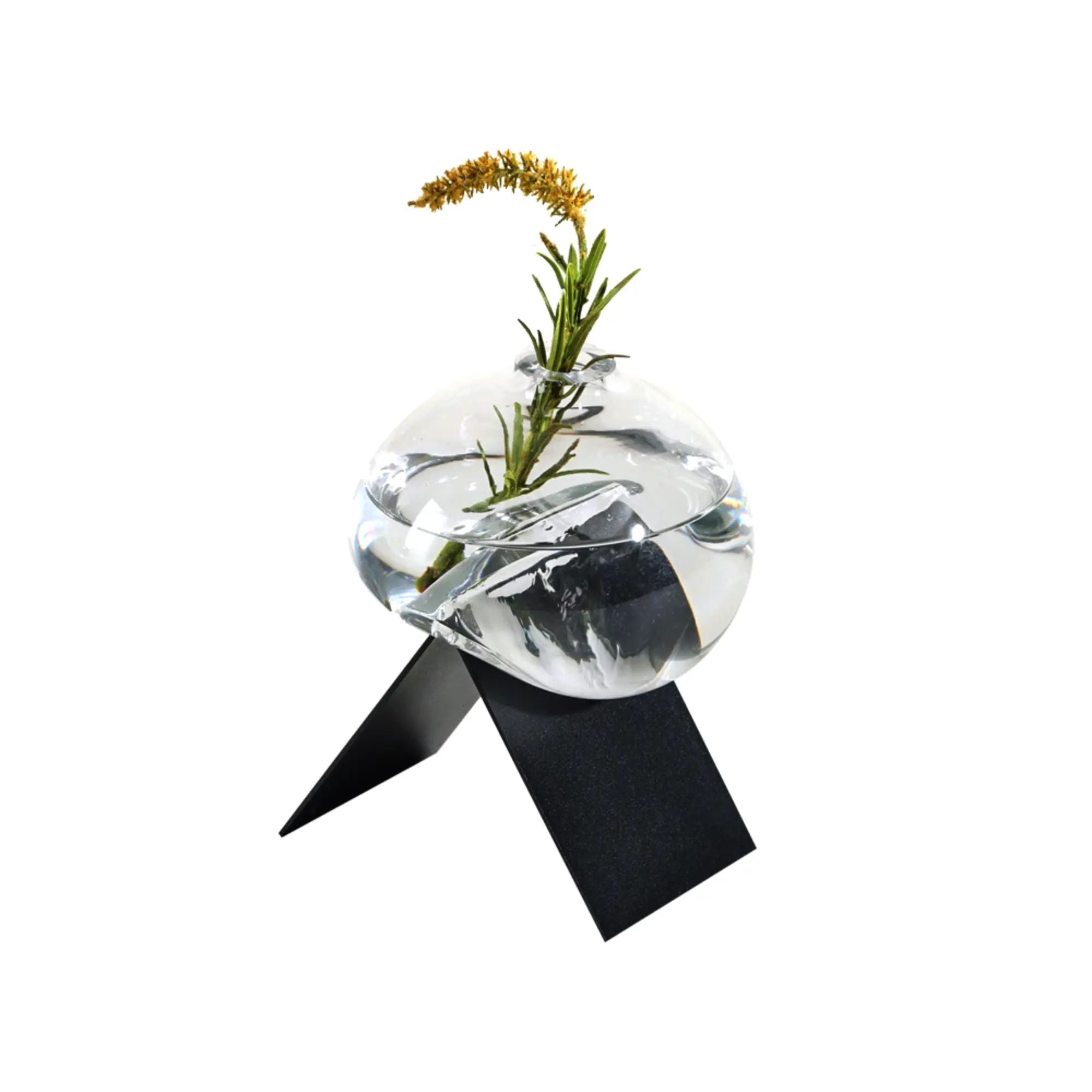 Dekorative-Vase - mit Metallgestell - Tischvase Glasvase für Deko oder Öle Odore Default Title