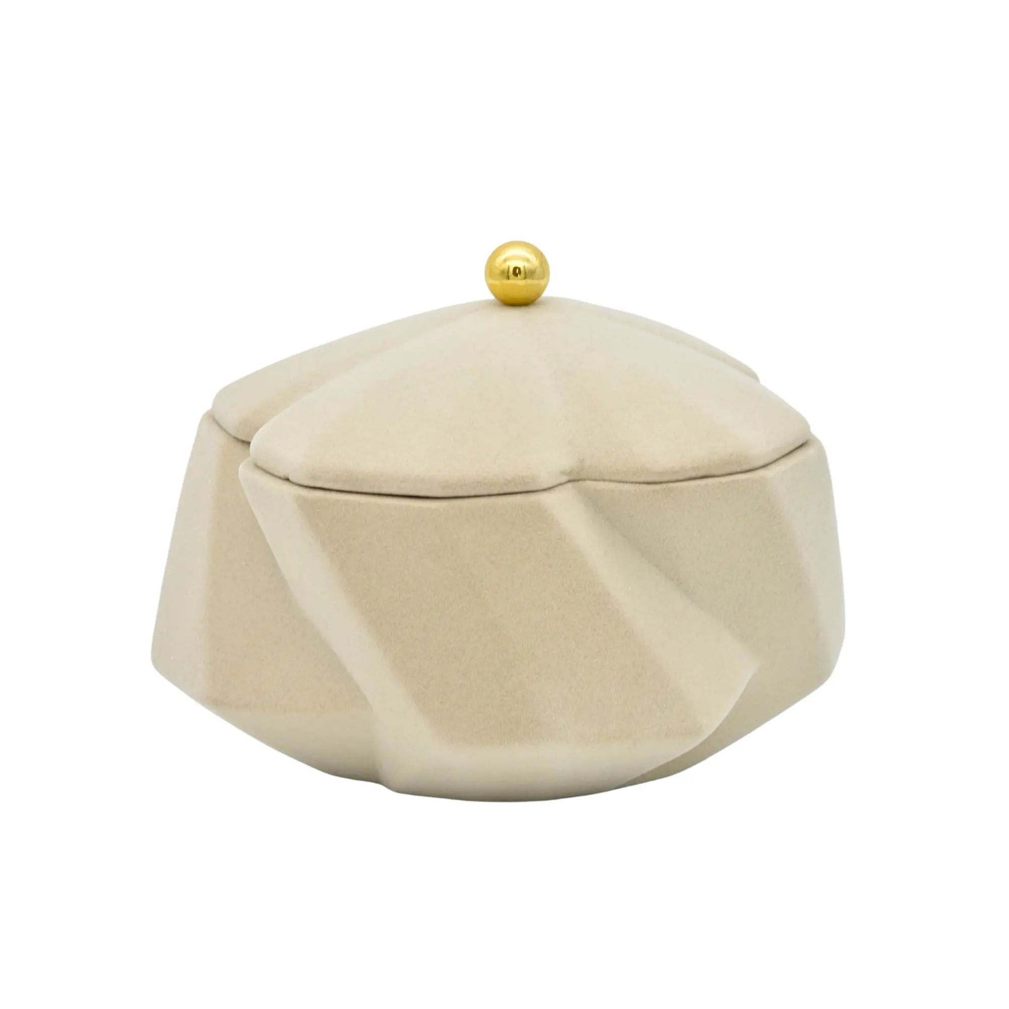 Schmuckkästchen - mit Deckel aus Samt - Blütenform Schmuckdose schöne Deko-Dose Velvet Bloom Beige
