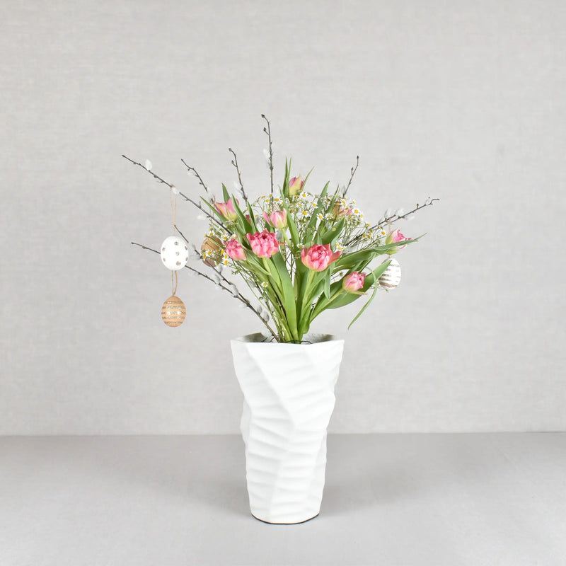 Tischvase - Keramikoptik - Große Standvase Struktur Wellenvase Vasi Duo