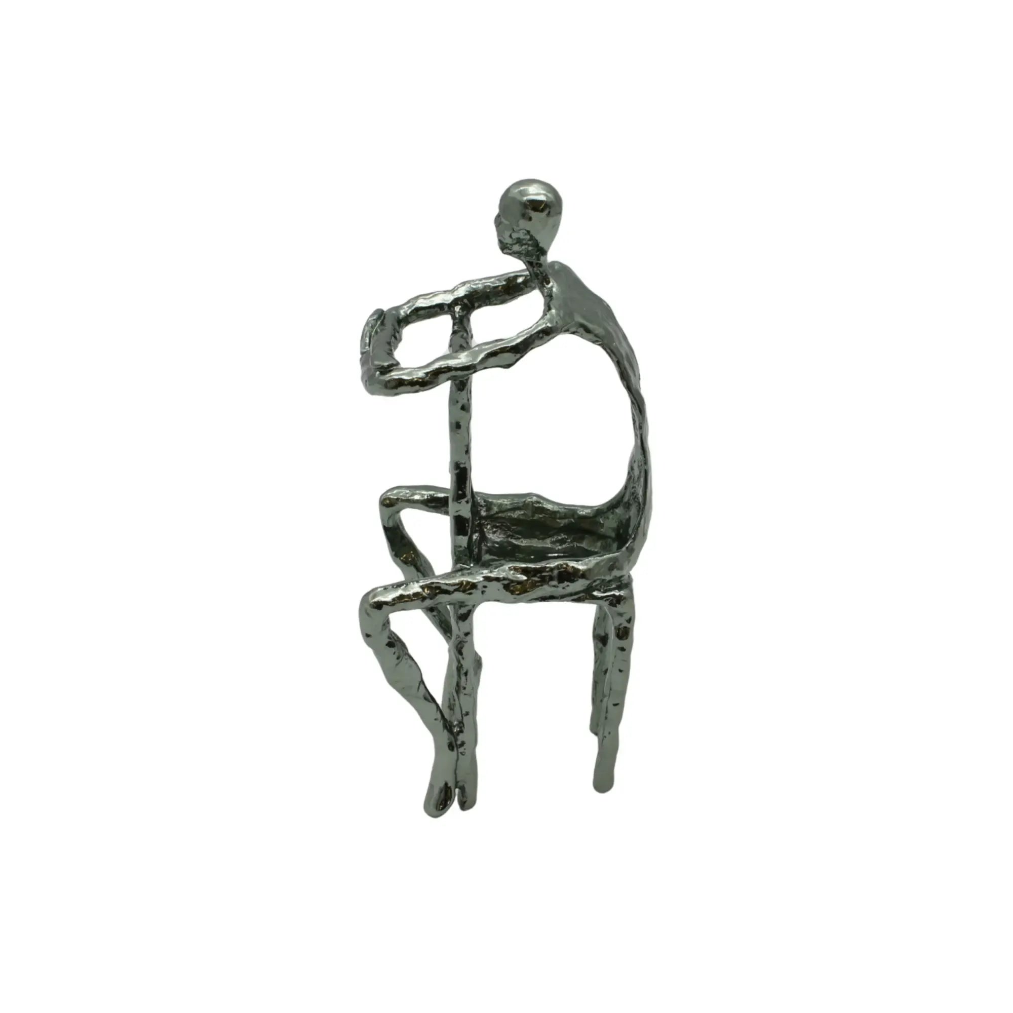 Denkerfigur - Abstrakte Skulptur filigrane Sitzfigur Cogito Nova GunMetal