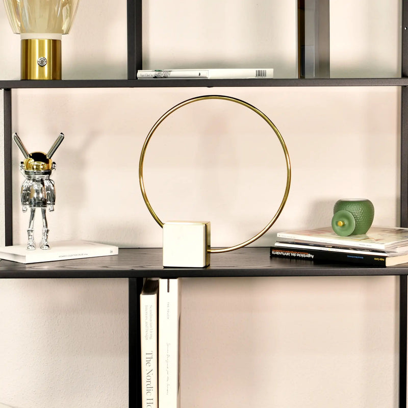 Dekoobjekt - rund mit Goldakzent - Designer Dekoration Marmor Ringhalter Eclipse Halo